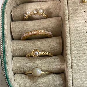 Elegant Gold and Pearl Ring Set